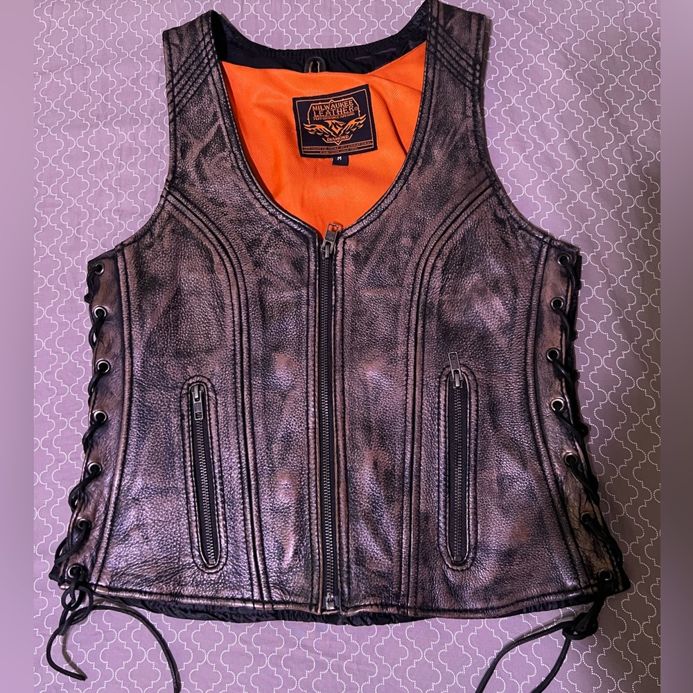 Milwaukee Leather Women's Distress Brown Biker Vest